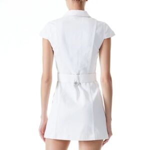 Alice and Olivia Tam Flower Belt White Denim Mini Dress